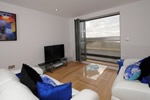 The living area offers spectacular views over Saunton Sands